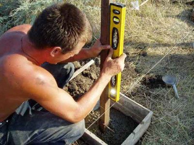 Любой вертикальный столб необходимо вымерять по уровню