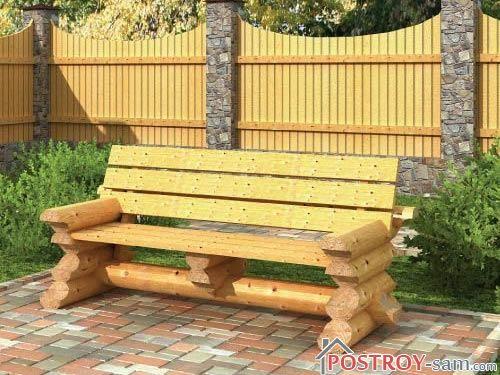 Скамейка из бревен